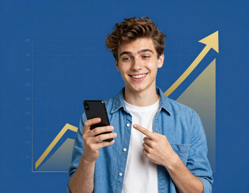 freepik design de capa jovem sorrindo com smartphone e grf 35765