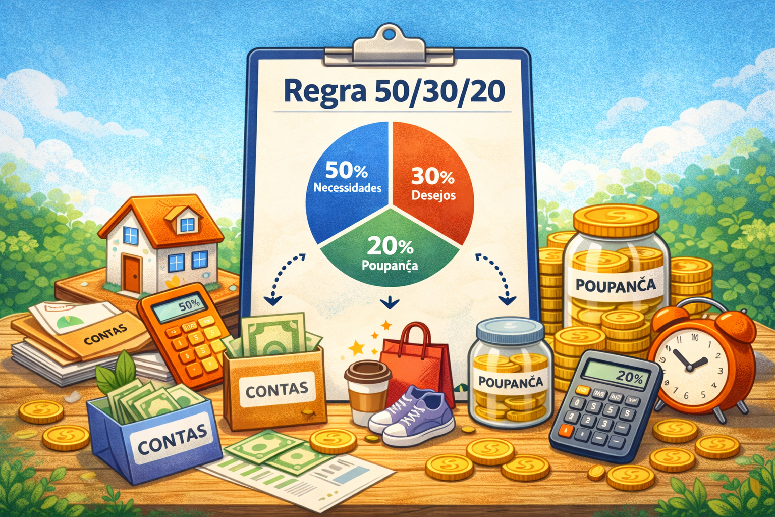 Regra 50/30/20 explicada (Guia simples para organizar o seu dinheiro)