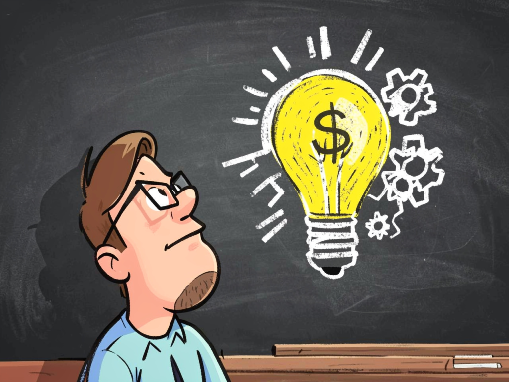 freepik a cartoon man wearing glasses looks up at a chalkb 18038